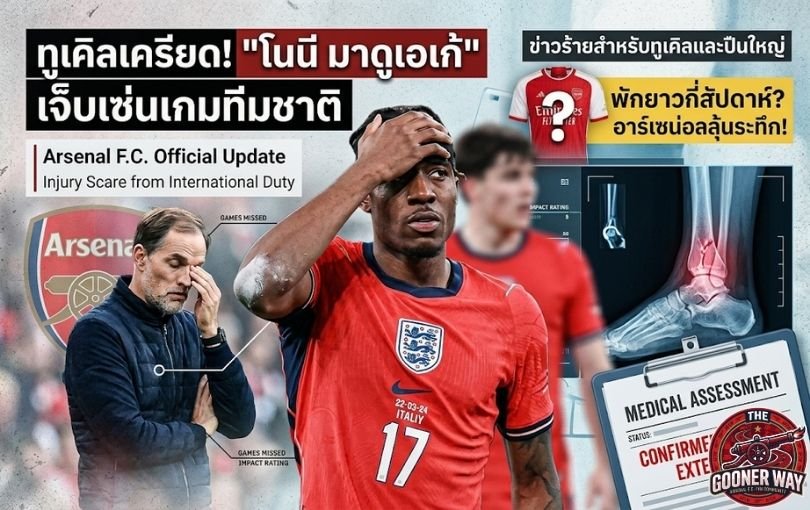 ทูเคิลเครียด! “โนนี มาดูเอเก้” เจ็บเซ่นเกมทีมชาติ อาร์เซน่อลลุ้นระทึกกลัวพักยาว