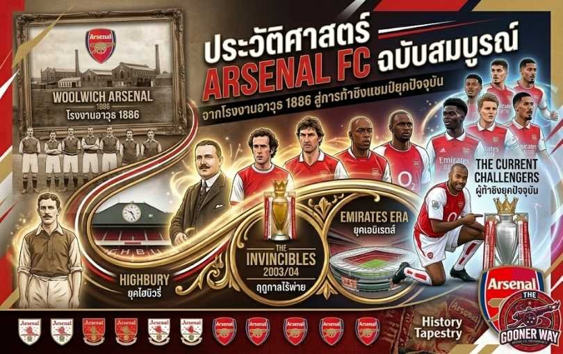ประวัติศาสตร์ Arsenal FC ฉบับสมบูรณ์_ จากโรงงานอาวุธ 1886 สู่การท้าชิงแชมป์ยุคปัจจุบัน