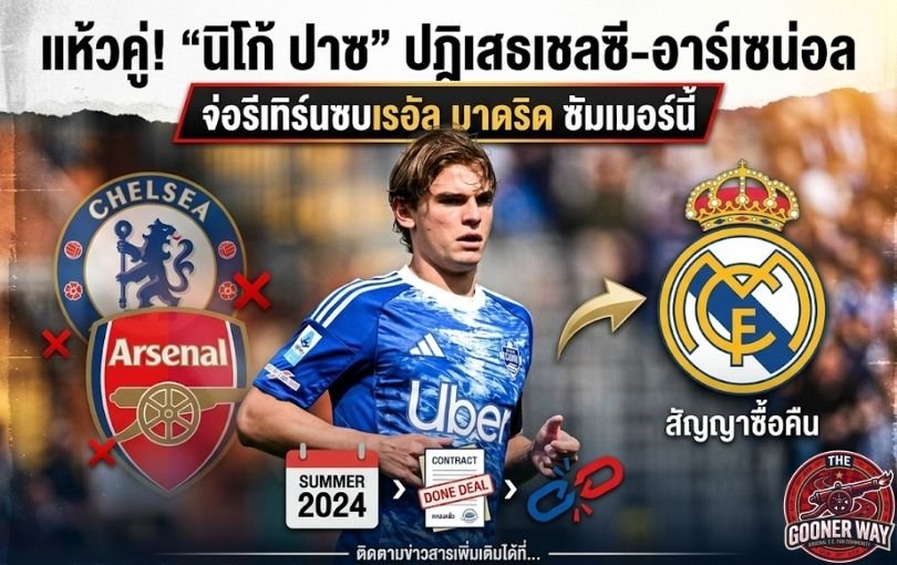 แห้วคู่! “นิโก้ ปาซ” ปฏิเสธเชลซี-อาร์เซน่อล จ่อรีเทิร์นซบเรอัล มาดริด ซัมเมอร์นี้